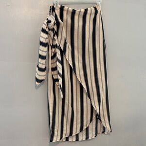 Chic Striped Black and Cream Maxi Skirt